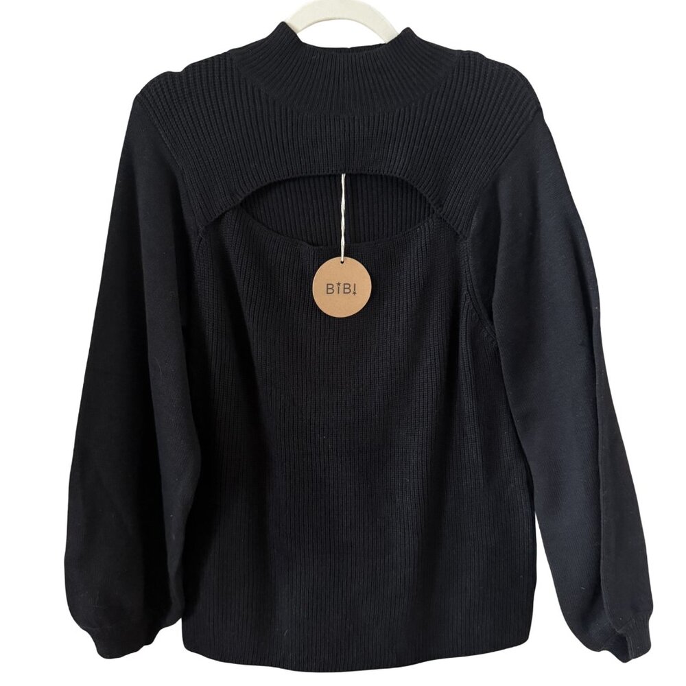 NWT BiBi Black Ribbed Knit Sweater - Size L